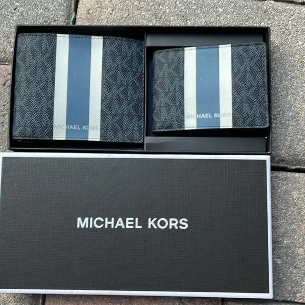 Michael Kors Men`s Gifting Bifold 3 in 1 Wallet Box Set Admiral Multi - Picture 12 of 14